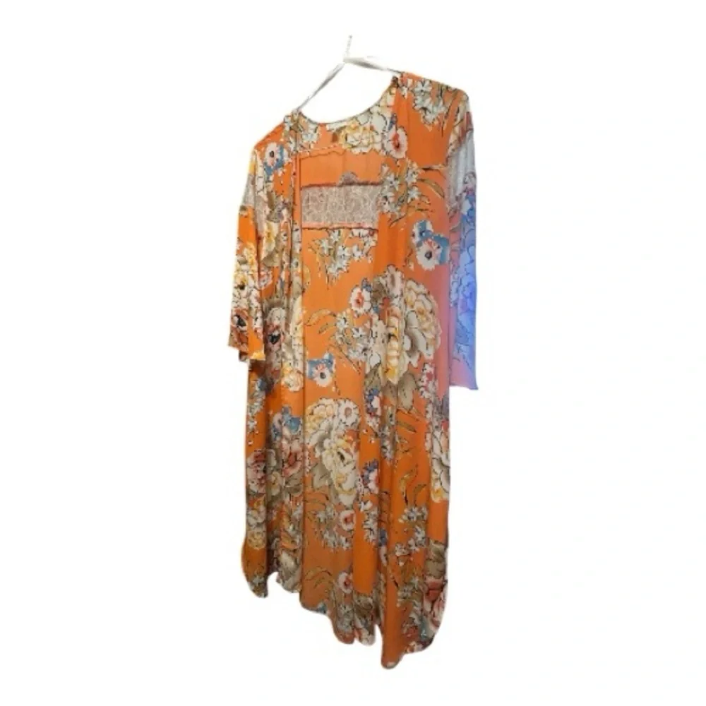 Floral Orange Women's Robe open kimono style large